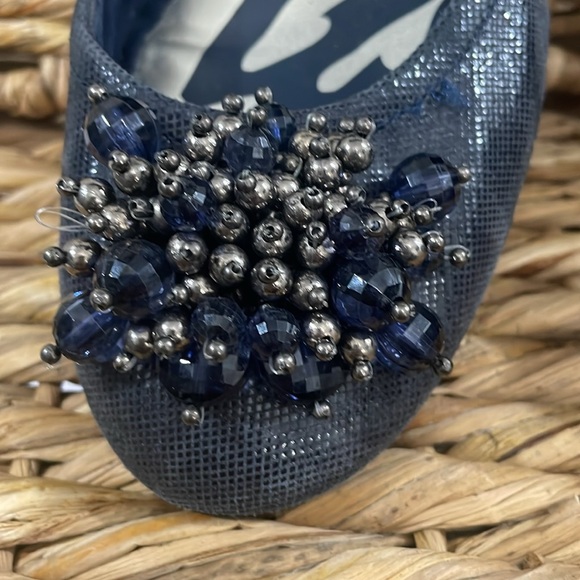 Navy Beaded Flats Shoes Size 8.5 M - Picture 3 of 9